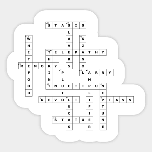 (1966WOP) Crossword pattern with words from a famous 1966 science fiction book. Sticker